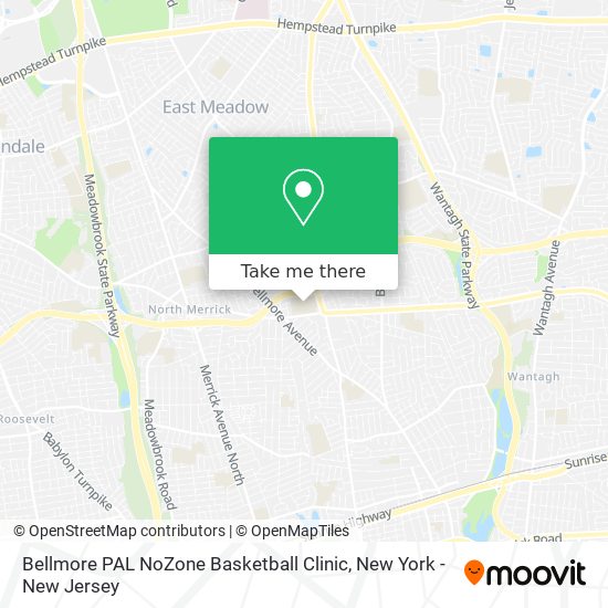 Bellmore PAL NoZone Basketball Clinic map
