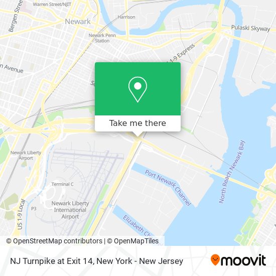 NJ Turnpike at Exit 14 map