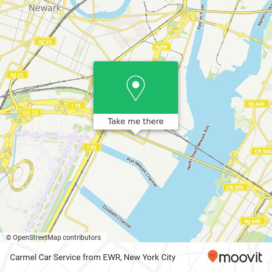 Carmel Car Service from EWR map