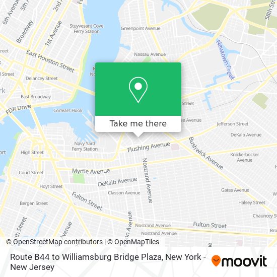 Mapa de Route B44 to Williamsburg Bridge Plaza