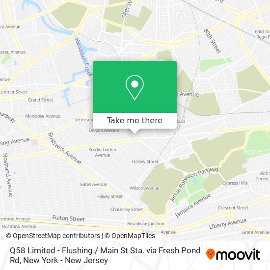 Q58 Limited - Flushing / Main St  Sta. via Fresh Pond Rd map