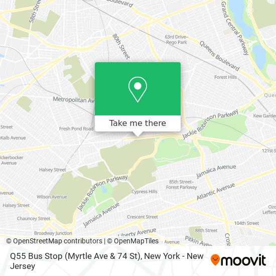 Q55 Bus Stop (Myrtle Ave & 74 St) map