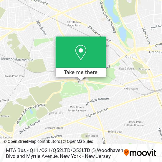 Mapa de MTA Bus - Q11 / Q21 / Q52LTD / Q53LTD @ Woodhaven Blvd and Myrtle Avenue