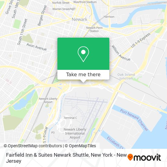 Mapa de Fairfield Inn & Suites Newark Shuttle