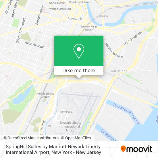 Mapa de SpringHill Suites by Marriott Newark Liberty International Airport