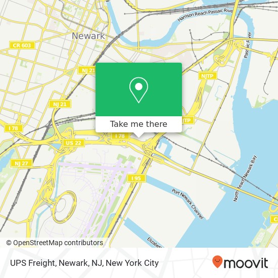 Mapa de UPS Freight, Newark, NJ
