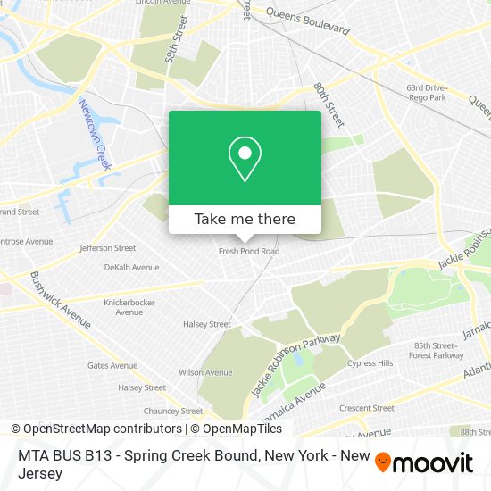 MTA BUS B13 - Spring Creek Bound map