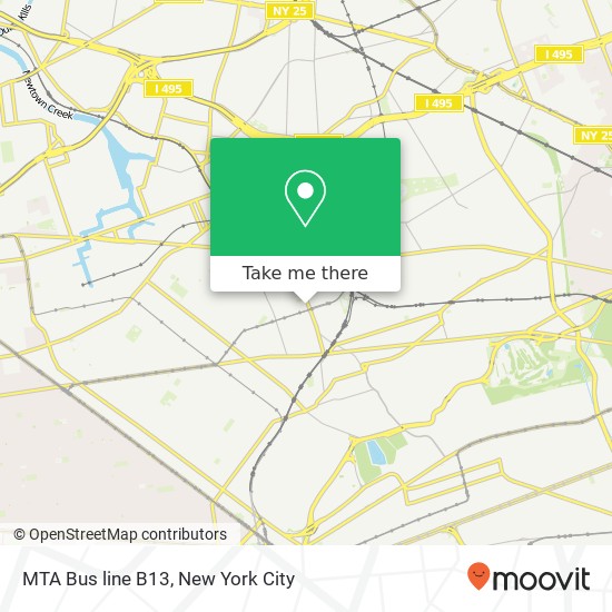 MTA Bus line B13 map