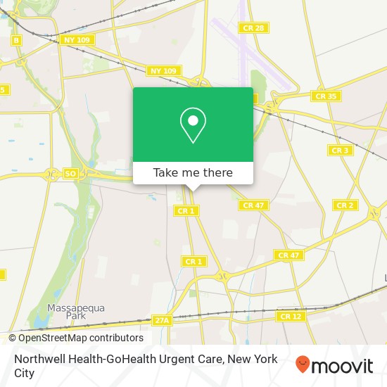 Mapa de Northwell Health-GoHealth Urgent Care