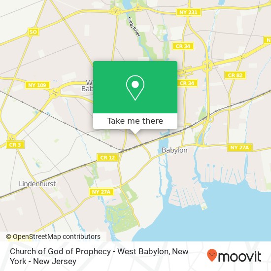 Church of God of Prophecy  - West Babylon map