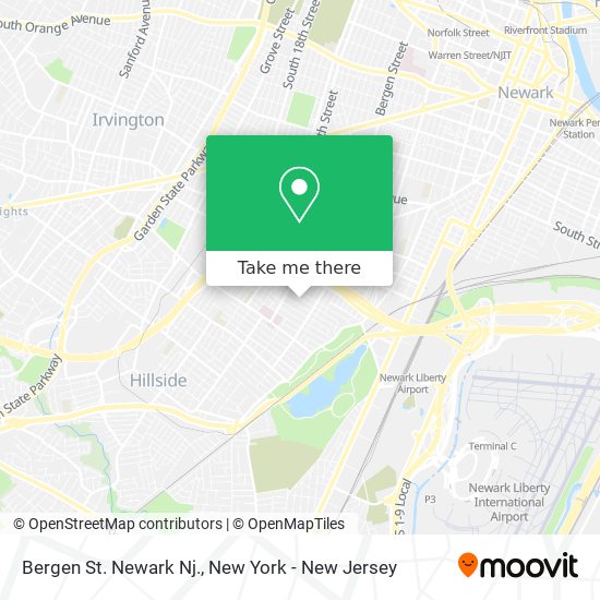 Mapa de Bergen St. Newark Nj.
