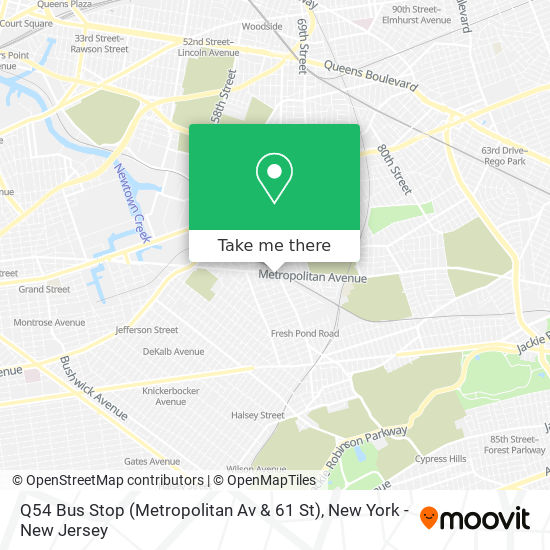 Q54 Bus Stop (Metropolitan Av & 61 St) map