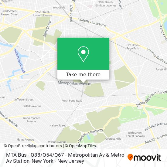 Mapa de MTA Bus - Q38 / Q54 / Q67 - Metropolitan Av & Metro Av Station