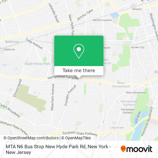 MTA N6 Bus Stop New Hyde Park Rd map