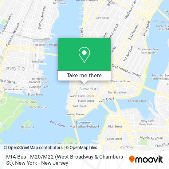 Mapa de MtA Bus - M20 / M22 (West Broadway & Chambers St)