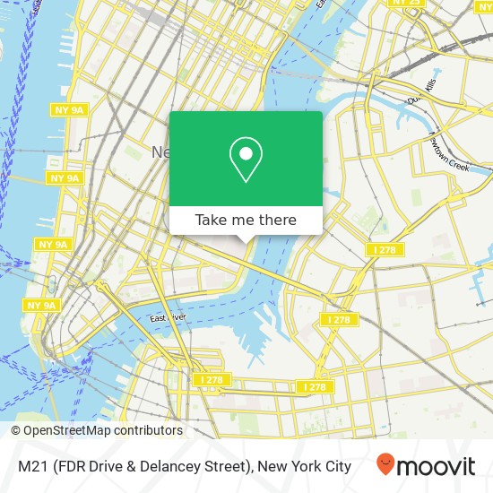 Mapa de M21 (FDR Drive & Delancey Street)