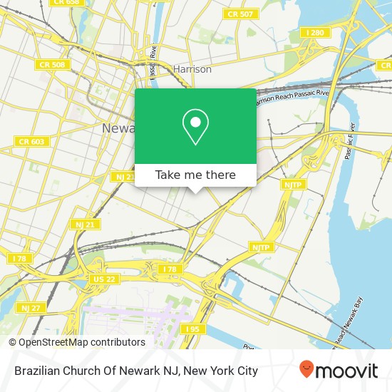 Brazilian Church Of Newark NJ map