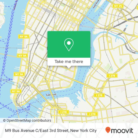 M9 Bus Avenue C / East 3rd Street map
