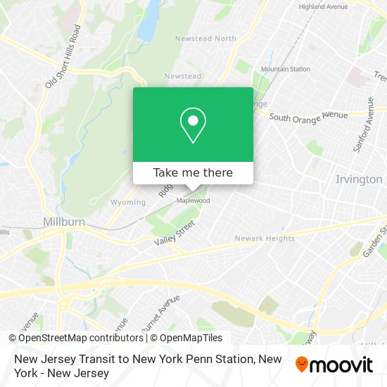 Mapa de New Jersey Transit to New York Penn Station