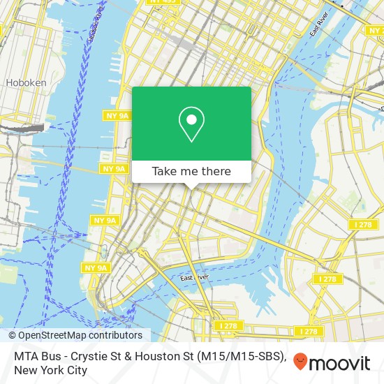 MTA Bus - Crystie St & Houston St (M15 / M15-SBS) map