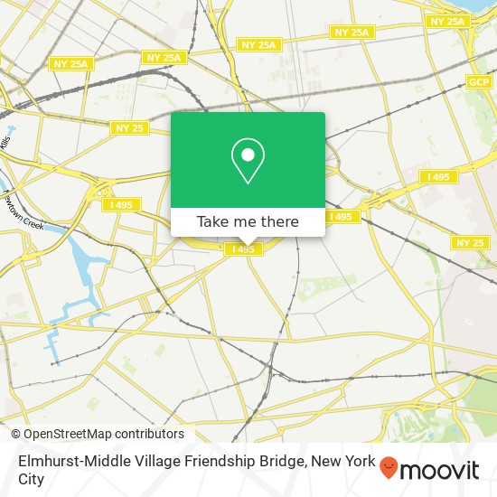 Elmhurst-Middle Village Friendship Bridge map