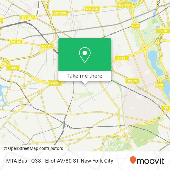 Mapa de MTA Bus - Q38 - Eliot AV/80 ST