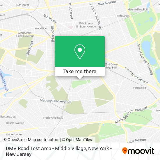 Mapa de DMV Road Test Area - Middle Village