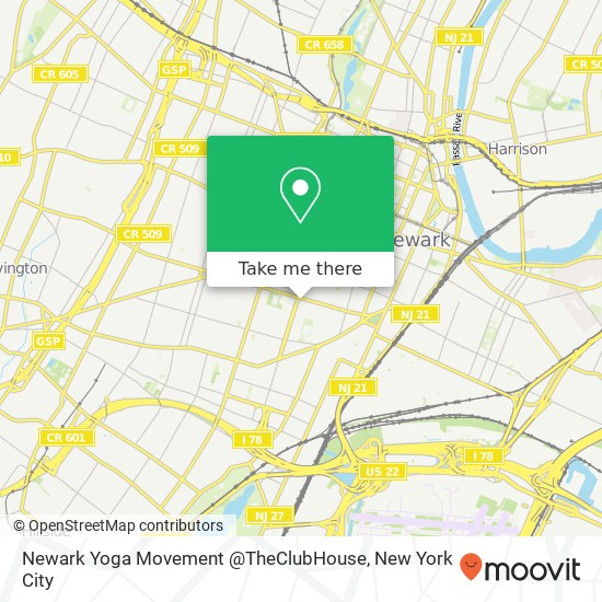 Mapa de Newark Yoga Movement @TheClubHouse