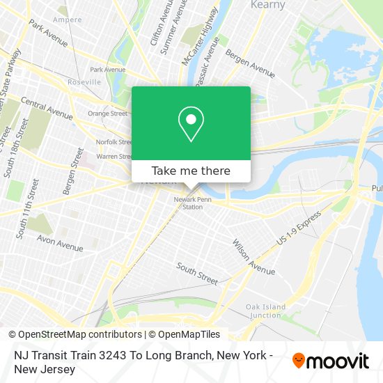 Mapa de NJ Transit Train 3243 To Long Branch