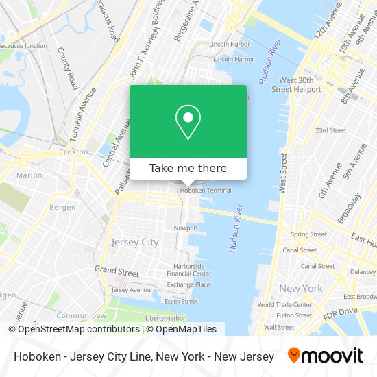 Hoboken - Jersey City Line map