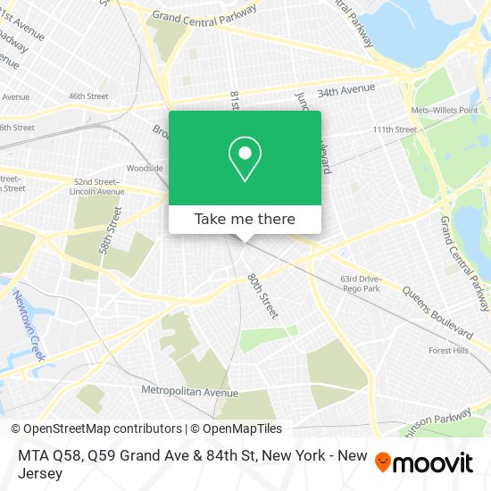 Mapa de MTA Q58, Q59 Grand Ave & 84th St