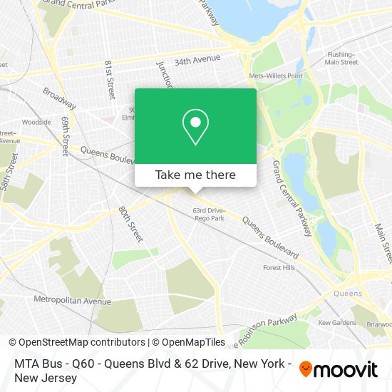 Mapa de MTA Bus - Q60 - Queens Blvd & 62 Drive