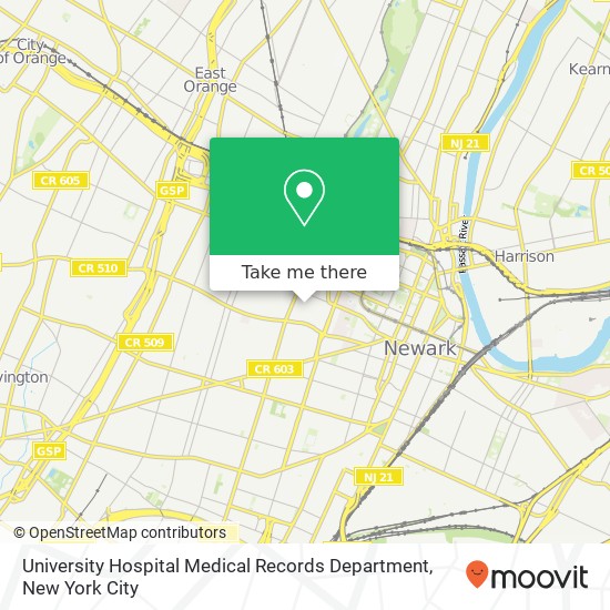 Mapa de University Hospital Medical Records Department