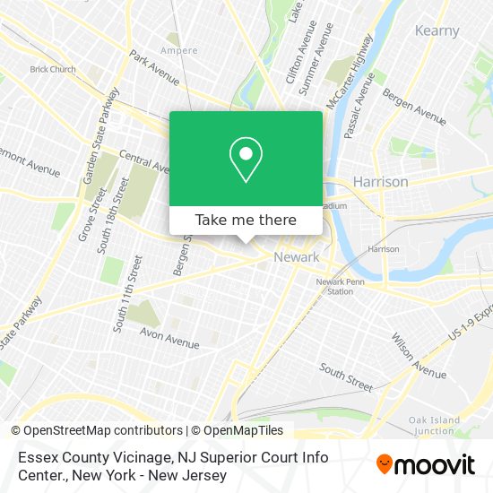 Mapa de Essex County Vicinage, NJ Superior Court Info Center.