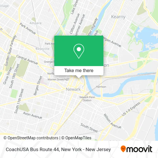 CoachUSA Bus Route 44 map