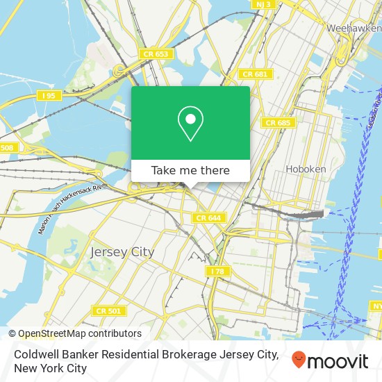 Coldwell Banker Residential Brokerage Jersey City map