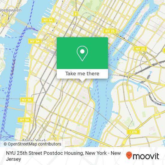 NYU 25th Street Postdoc Housing map