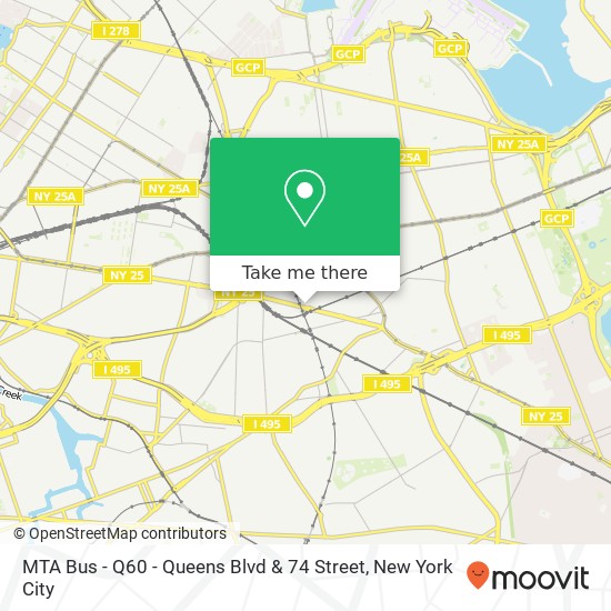 MTA Bus - Q60 - Queens Blvd & 74 Street map