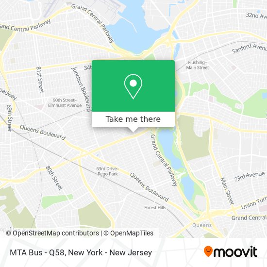 MTA Bus - Q58 map