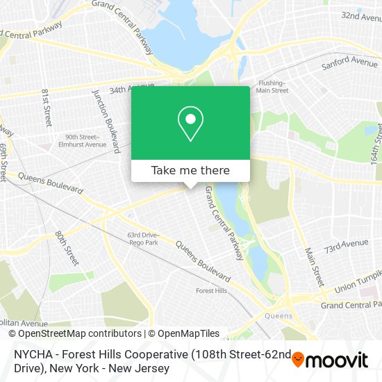 Mapa de NYCHA - Forest Hills Cooperative (108th Street-62nd Drive)