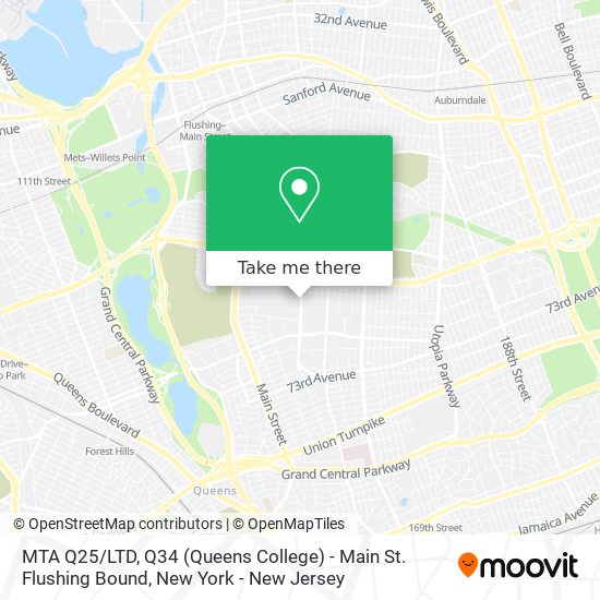 MTA Q25 / LTD, Q34 (Queens College) - Main St. Flushing Bound map