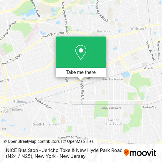 NICE Bus Stop - Jericho Tpke & New Hyde Park Road (N24 / N25) map