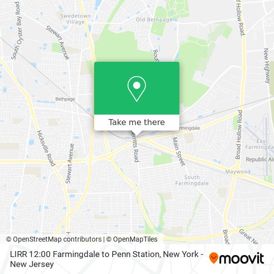 LIRR 12:00 Farmingdale to Penn Station map