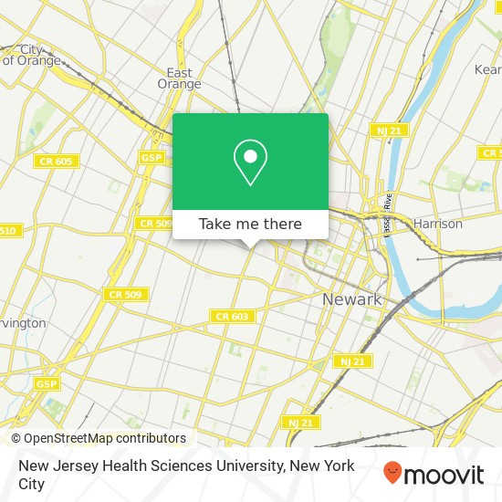 New Jersey Health Sciences University map