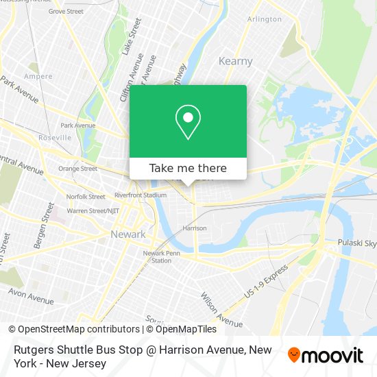 Mapa de Rutgers Shuttle Bus Stop @ Harrison Avenue