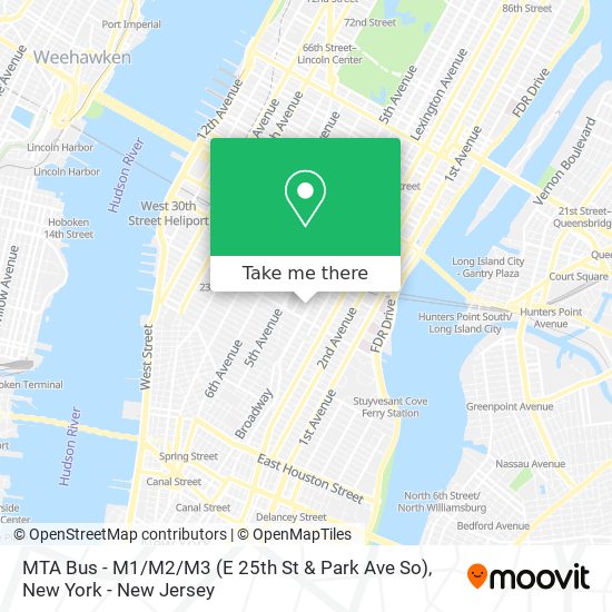 MTA Bus - M1 / M2 / M3 (E 25th St & Park Ave So) map