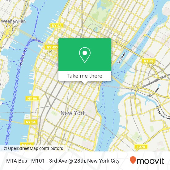MTA Bus - M101 - 3rd Ave @ 28th map