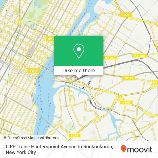 LIRR Train - Hunterspoint Avenue to Ronkonkoma map
