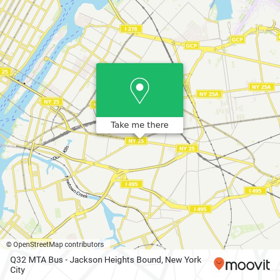 Mapa de Q32 MTA Bus - Jackson Heights Bound