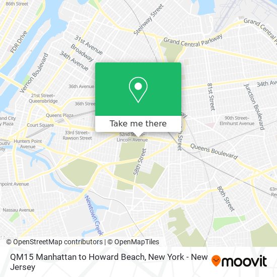 QM15 Manhattan to Howard Beach map